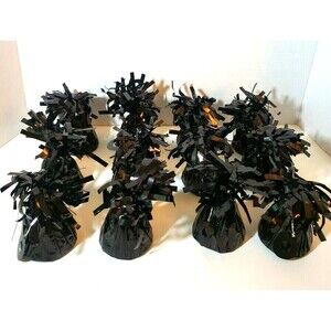 x12 Pack - Metallic BLACK tassel foil Balloon Weight Balloon Bouquet Wedding
